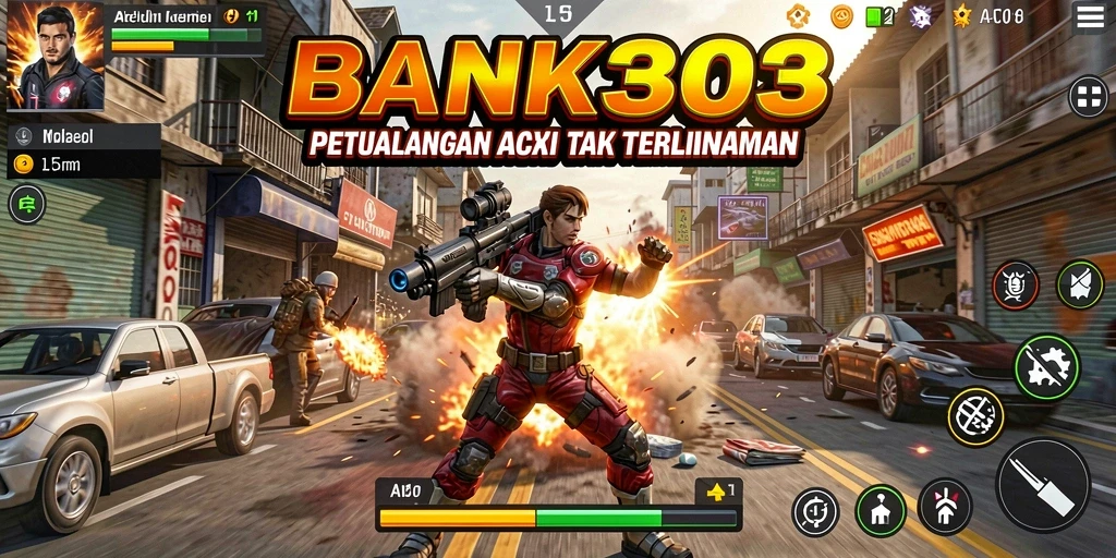 Tampilan gameplay aksi yang intens di BANK303.