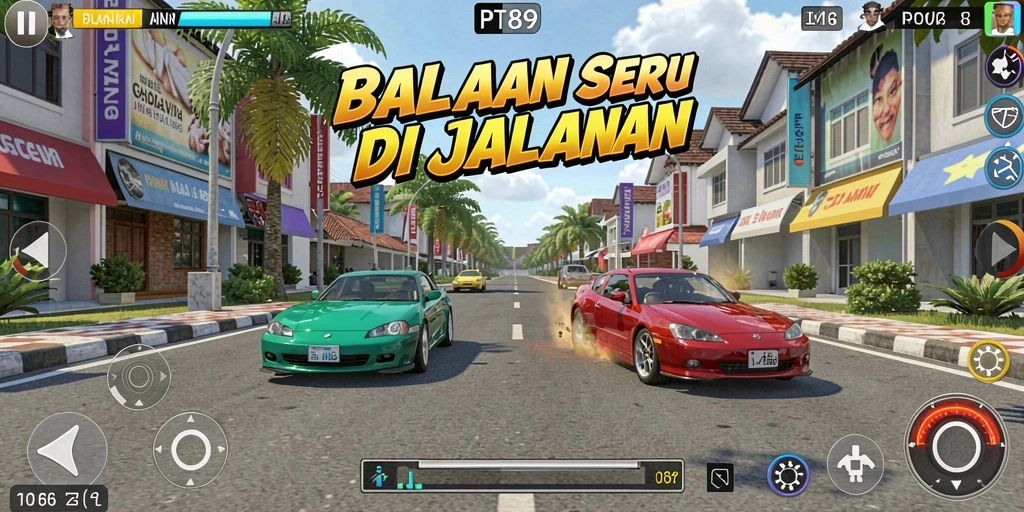 Tampilan menarik dari gameplay balapan PT89 yang menegangkan.